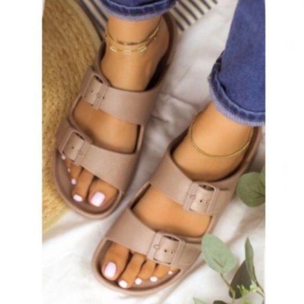 Lightweight Double Buckle Sandals – Taupe - Picture 5 of 5